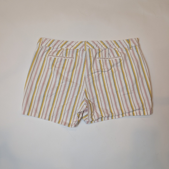 a.n.a Pink White Yellow Blue Striped Mid Rise Midi Short 6" Inseam Womens 22W - Picture 4 of 4